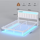 AOGLLATI Cadre de Lit 160x200 avec Multiprise et Éclairage LED Lit 2 Personnes Flottant avec Tête de Lit Rangement