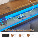 AOGLLATI Cadre de Lit 160x200 avec Multiprise et Éclairage LED Lit 2 Personnes Flottant avec Tête de Lit Rangement