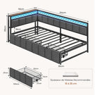 Canapé Lit 90x200 avec Étagère Ouverte et 2 Grands Tiroirs Lit Coffre 90x200 avec Éclairage LED et Multiprise
