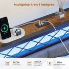 Canapé Lit 90x190 avec Étagère Ouverte et 2 Grands Tiroirs Lit Coffre 90x190 avec Éclairage LED et Multiprise