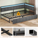 Canapé Lit 90x190 avec Étagère Ouverte et 2 Grands Tiroirs Lit Coffre 90x190 avec Éclairage LED et Multiprise