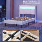 AOGLLATI Cadre de Lit avec Double Etagères (Velours Beige, 90x190cm)