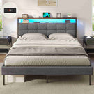 Lit double AOGLLATI 160 x 200 avec multiprise et éclairage LED réglable équipé d'un sommier métallique