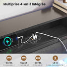 AOGLLATI Lit 90x200 avec Sommier en Métal Noir Lit Double avec Multiprise USB Ruban LED et 3 Étagères Ouvertes