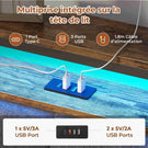 Lit double AOGLLATI 160 x 200 avec multiprise et éclairage LED réglable équipé d'un sommier métallique