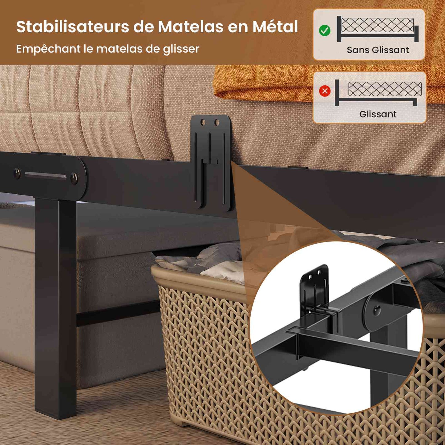 AOGLLATI Lit 90x200 avec Sommier en Métal Noir Lit Double avec Multiprise USB Ruban LED et 3 Étagères Ouvertes