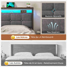 Lit double AOGLLATI 160 x 200 avec multiprise et éclairage LED réglable équipé d'un sommier métallique