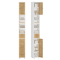 AOGLLATI Meuble de salle de bains meuble de rangement comprenant 4 étagères ouvertes 2 portes en bambou et 1 tiroir avec une étagère réglable sur le dessus 22 x 20 x 180 cm