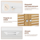 AOGLLATI Meuble Colonne de Salle de Bain Armoire Haute Cuisine avec 3 Étagères Réglables et Ouvertes 4 Portes en Bambou Meuble de Rangement pour Salon Cuisine Salle de Bain 60x30x170 cm