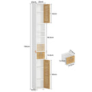 AOGLLATI Meuble de salle de bains meuble de rangement comprenant 4 étagères ouvertes 2 portes en bambou et 1 tiroir avec une étagère réglable sur le dessus 22 x 20 x 180 cm