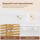 AOGLLATI Meuble Colonne de Salle de Bain Armoire Haute Cuisine avec 3 Étagères Réglables et Ouvertes 4 Portes en Bambou Meuble de Rangement pour Salon Cuisine Salle de Bain 60x30x170 cm