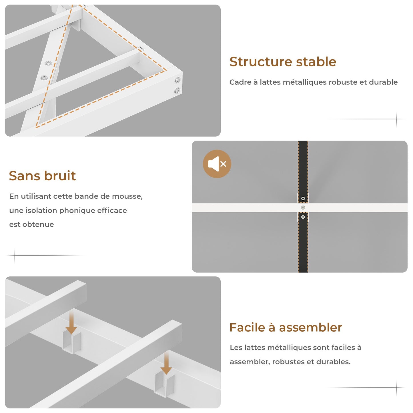 Lit suspendu AOGLLATI 160 × 200 cm avec éclairage LED et multiprise tête de lit rembourrée avec espace de rangement tissu en lin