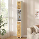 AOGLLATI Meuble de salle de bains meuble de rangement comprenant 4 étagères ouvertes 2 portes en bambou et 1 tiroir avec une étagère réglable sur le dessus 22 x 20 x 180 cm