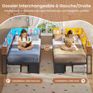 Canapé-lit AOGLLATI à dossier rabattable avec éclairage LED et multiprise lit 90 x 190 avec sommier métallique 3 compartiments de rangement ouverts et 6 tiroirs