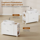 AOGLLATI Meuble-lavabo blanc avec double porte grands tiroirs et étagère ouverte sur un côté Dimensions  30 x 60 x 75 cm