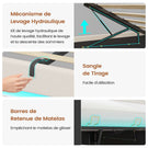 AOGLLATI 90 × 200 cm  lit double avec éclairage LED et port USB, espace de rangement tête de lit réglable sommier à lattes rembourré