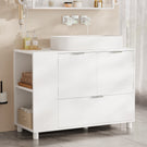 AOGLLATI Meuble-lavabo blanc avec double porte grands tiroirs et étagère ouverte sur un côté Dimensions  30 x 60 x 75 cm