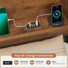 Canapé-lit AOGLLATI à dossier rabattable avec éclairage LED et multiprise lit 90 x 190 avec sommier métallique 3 compartiments de rangement ouverts et 6 tiroirs