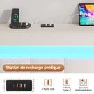 AOGLLATI 90 × 200 cm  lit double avec éclairage LED et port USB, espace de rangement tête de lit réglable sommier à lattes rembourré