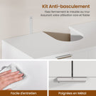 AOGLLATI Meuble-lavabo blanc avec double porte grands tiroirs et étagère ouverte sur un côté Dimensions  30 x 60 x 75 cm