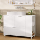 AOGLLATI Meuble-lavabo blanc avec double porte grands tiroirs et étagère ouverte sur un côté Dimensions  30 x 60 x 75 cm