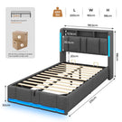 AOGLLATI Lit Coffre 90x200 CM  Lit  avec LED et Ports USB Cadre de lit avec Tête de Lit capitonné et Rangement