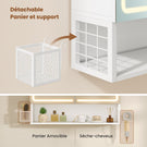 AOGLLATI Meuble vasque de salle de bain avec éclairage LED miroir HD étagères réglables 50 x 16 x 60 cm blanc  Classe énergétique F