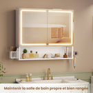 AOGLLATI Meuble vasque de salle de bain avec éclairage LED miroir HD étagères réglables 50 x 16 x 60 cm blanc  Classe énergétique F