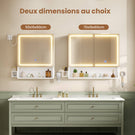 AOGLLATI Meuble-lavabo avec éclairage LED et prise électrique  armoire de salle de bain avec miroir HD et étagères réglables mesurant 70 x 16 x 60 pouces