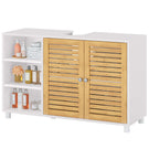 AOGLLATI Meuble sous-évier meuble vasque avec portes d'armoire en bambou étagères ouvertes et étagères réglables 30 x 90 x 60 cm