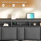 AOGLLATI Lit Coffre 90x200 CM  Lit  avec LED et Ports USB Cadre de lit avec Tête de Lit capitonné et Rangement