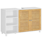 AOGLLATI Meuble sous-évier meuble vasque avec portes d'armoire en bambou étagères ouvertes et étagères réglables 30 x 90 x 60 cm