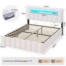 AOGLLATI Lit Coffre 140x190 avec Rangement Hydraulique  Lit 140x190 avec Sommier  Éclairage LED et Multiprise Intégrée