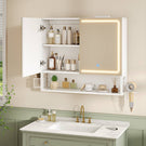 AOGLLATI Meuble-lavabo avec éclairage LED et prise électrique  armoire de salle de bain avec miroir HD et étagères réglables mesurant 70 x 16 x 60 pouces