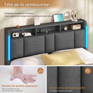 AOGLLATI Lit Coffre 160x200 CM  Lit Double avec LED et Ports USB Cadre de lit avec Tête de Lit capitonné et Rangement