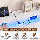AOGLLATI Lit Coffre 140x190 avec Rangement Hydraulique  Lit 140x190 avec Sommier  Éclairage LED et Multiprise Intégrée