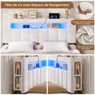 AOGLLATI Lit Coffre 140x190 avec Rangement Hydraulique  Lit 140x190 avec Sommier  Éclairage LED et Multiprise Intégrée
