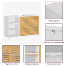 AOGLLATI Meuble sous-évier meuble vasque avec portes d'armoire en bambou étagères ouvertes et étagères réglables 30 x 90 x 60 cm
