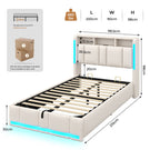 AOGLLATI Lit Coffre 90x200 CM  Lit  avec LED et Ports USB Cadre de lit avec Tête de Lit capitonné et Rangement