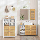 AOGLLATI Meuble sous-évier meuble vasque avec portes d'armoire en bambou étagères ouvertes et étagères réglables 30 x 90 x 60 cm