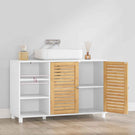 AOGLLATI Meuble sous-évier meuble vasque avec portes d'armoire en bambou étagères ouvertes et étagères réglables 30 x 90 x 60 cm
