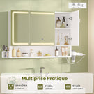 AOGLLATI Meuble-lavabo avec éclairage LED et prise électrique meuble-lavabo à trois portes avec miroir et étagères réglables armoire de rangement pour salle de bain 90 x 16 x 70 cm