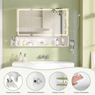AOGLLATI Meuble-lavabo avec éclairage LED et prise électrique meuble-lavabo à trois portes avec miroir et étagères réglables armoire de rangement pour salle de bain 90 x 16 x 70 cm