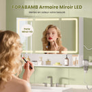 AOGLLATI Meuble-lavabo avec éclairage LED et prise électrique meuble-lavabo à trois portes avec miroir et étagères réglables armoire de rangement pour salle de bain 90 x 16 x 70 cm