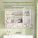 AOGLLATI Meuble-lavabo avec éclairage LED et prise électrique meuble-lavabo à trois portes avec miroir et étagères réglables armoire de rangement pour salle de bain 90 x 16 x 70 cm