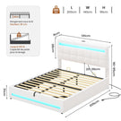 Lit coffre AOGLLATI 140x200 cm avec LED et interface USB lit double rembourré rangement hydraulique tête de lit réglable en hauteur