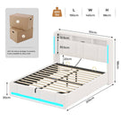Lit coffre hydraulique AOGLLATI 140 x 190 cm lit double avec éclairage LED et interface USB beige