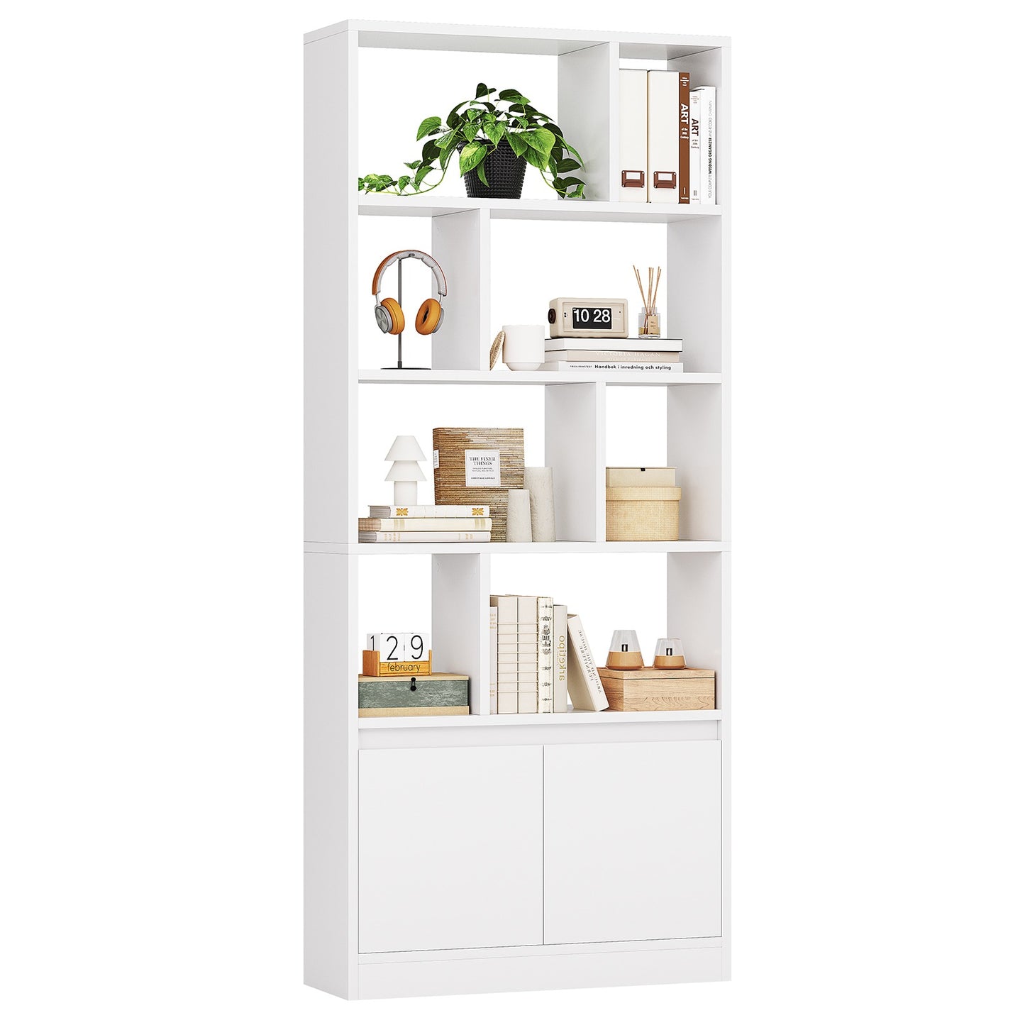 Bibliothèque Étagère à 6 Niveaux Cloison Séparateur Présentoir Meuble de Rangement avec 12 Compartiments Ouverts pour Salon Chambre Bureau 24 x 60 x 173 cm Blanc