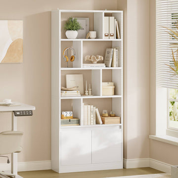 Bibliothèque Étagère à 6 Niveaux Cloison Séparateur Présentoir Meuble de Rangement avec 12 Compartiments Ouverts pour Salon Chambre Bureau 24 x 60 x 173 cm Blanc