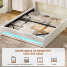 Lit coffre AOGLLATI 140x190 cm avec LED et interface USB lit double rembourré rangement hydraulique tête de lit réglable en hauteur